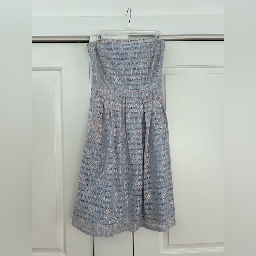 June & Ivy Blue Lace Strapless Dress - Size S